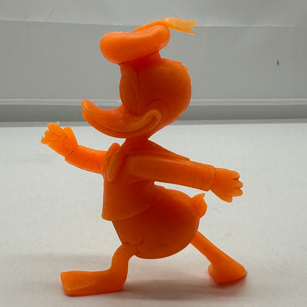 COPY - Vintage Louis MARX Orange Donald Duck Figure Plastic 70's Retro Disney